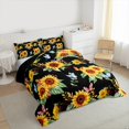 thumbnail image 4 of Manfei Black Orange Sunflower Full Size Comforter Sets for Women, Kawaii Butterfly Animal Bedding Comforter Set, Farmhouse Style Reversible Bedding Sets, Microfiber Bedroom Decor, 3 Pieces, 4 of 9