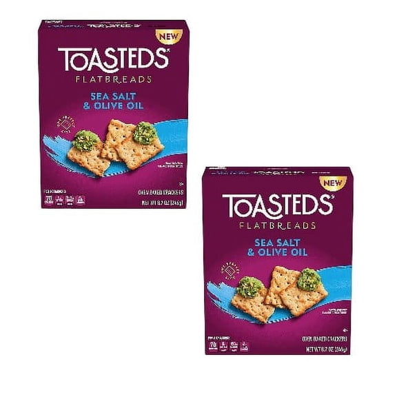 ( 2 Pack ) Toasteds Sea Salt & Olive Oil Flatbreads Crackers