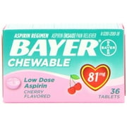 Bayer Chewable Low Dose Baby Aspirin Cherry 81 Mg, 36 Count