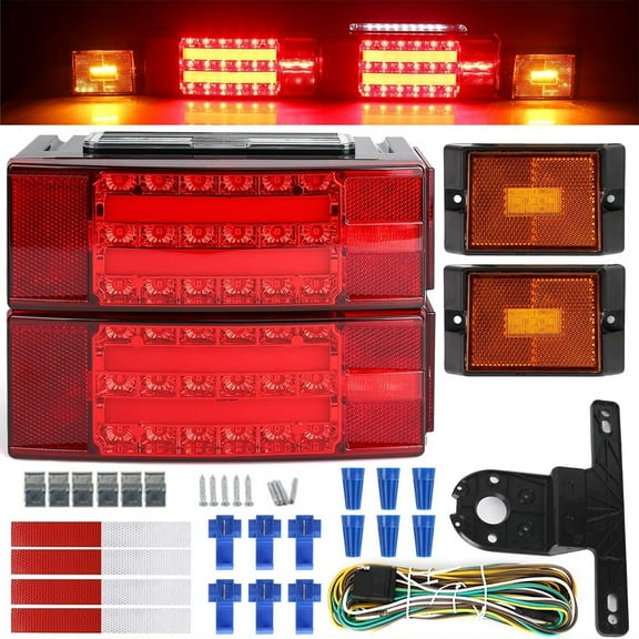 Ryhampaper LED Submersible Trailer Light Kit Boat Rectangle Brake Stop Turn Tail License Lights Left Right