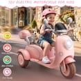 thumbnail image 5 of Funcid 12V Ride on Toys for Toddlers, 2 Seater 3 Wheeler Kids Motorcycle with Storage Compartments, 2WD Electric Car for Kids w/ Stable Structure, Cute Design, Music, LED Lights, Pink, 5 of 8
