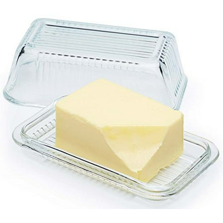 Circleware Farm Glass Butter Cream Cheese Multi Purpose Dish with Glass Lid, 6.75
