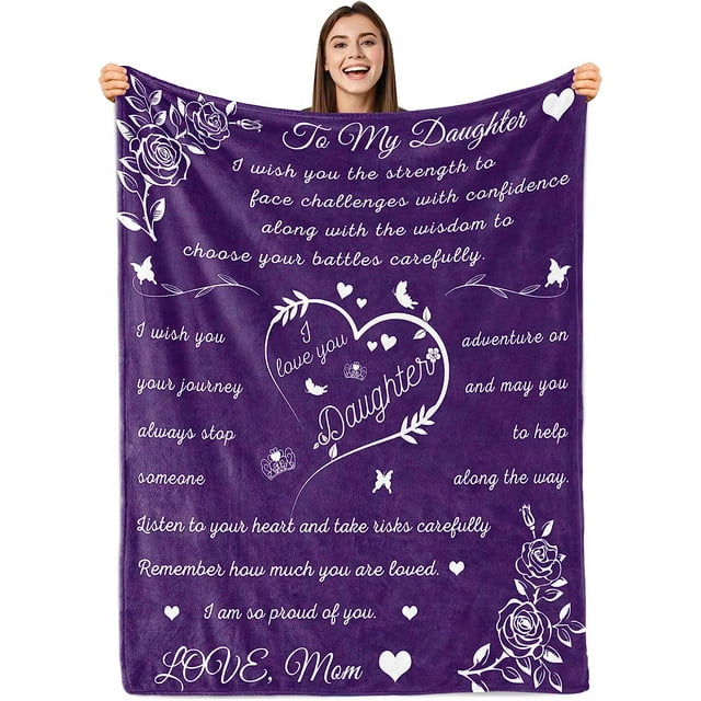 LHSHID Daughter Blanket Daughter Blankets from Mom Dad Birthday for Daughter I Love You Daughter Blanket Presents to Daughter Daughter Soft Bed Flannel Throw Blanket 30"x40"