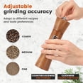 thumbnail image 4 of 2 PCS Acacia Wooden Salt and Pepper Grinder Set 7.87 Inch Refillable Salt and Pepper Shakers with Clear View Window Ceramic Grinder, Adjustable Coarseness Tray + Cleaning Brush + Wooden Spoon, 4 of 14