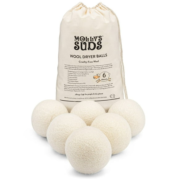 Bolas de lana para secar Molly's Suds XL Premium Organic, juego de 6