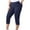 Navy, variant on High-Waisted Tummy Control Capri Leggings for Women, Plus Size Stretchy Slim Fit Pants - Soft Cotton Blend Daily Wear Black L