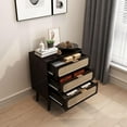 thumbnail image 6 of RARZOE 2 Sets of Rattan Nightstand Dresser Chest of 3 Drawers, Wood Storage Dresser Cabinet Organizer Unit for Bedroom Closet Living Room Office(Black), 6 of 14