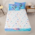 thumbnail image 4 of Castle Fairy Watercolor Mermaid Cat Zipper Queen Comforter Set with Fitted Sheet and 2 Pillowcases,Glitter Scale Seashell Pattern Zipper Bedding Set,Blue Rainbow,Reversible,4 Pieces, 4 of 6