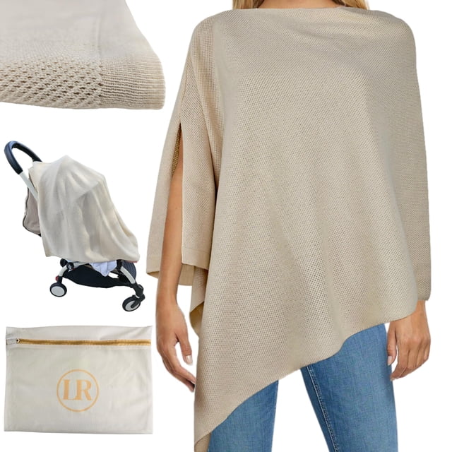 Funda de lactancia Little Rou Peekaboo Knit de algodón orgánico beige