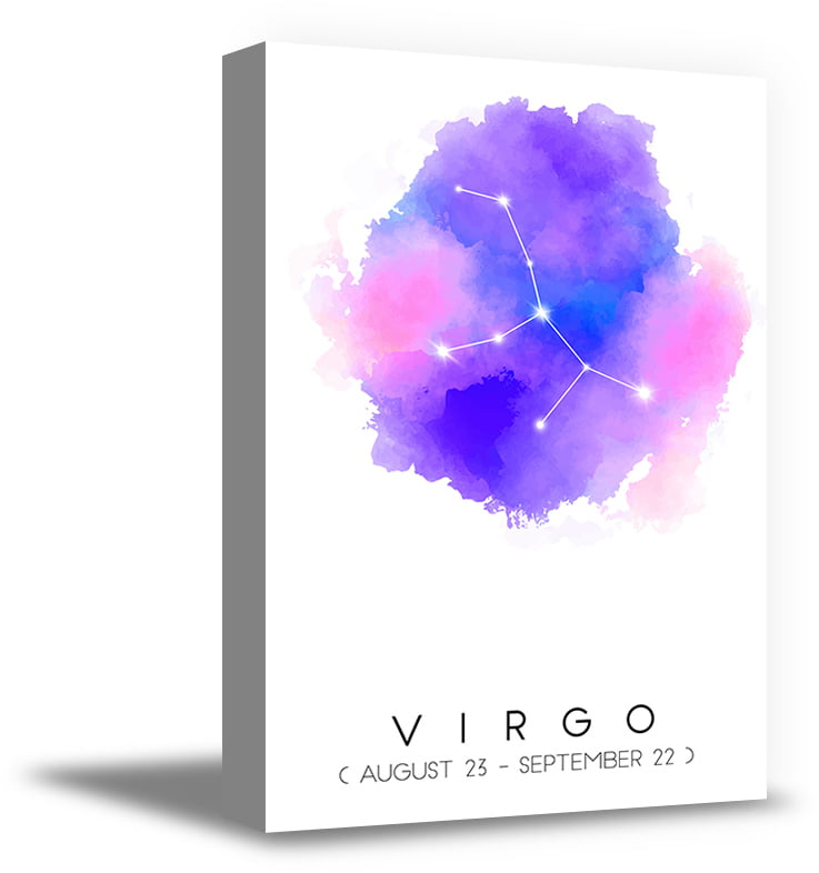 Zodiak Virgo White Instant Download Watercolor Wall Art Home Digital File Printable Minimalist Horoscope Mod Black Sign Decor