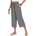 thumbnail image 5 of Wide Leg Capri Pants for Women Elastic Waist Cropped Trousers Loose Casual Lightweight 2026 Summer Lounge Beach Pull On Capris 20" 21" 22" Inseam Gray L, 5 of 9