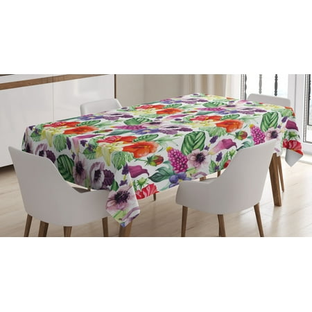 

Watercolor Tablecloth Tropical Flower Pattern Various Tropical Plants Calla Chinese Hibiscus Anemone Rectangular Table Cover for Dining Room Kitchen 60 X 90 Inches Multicolor by Ambesonne
