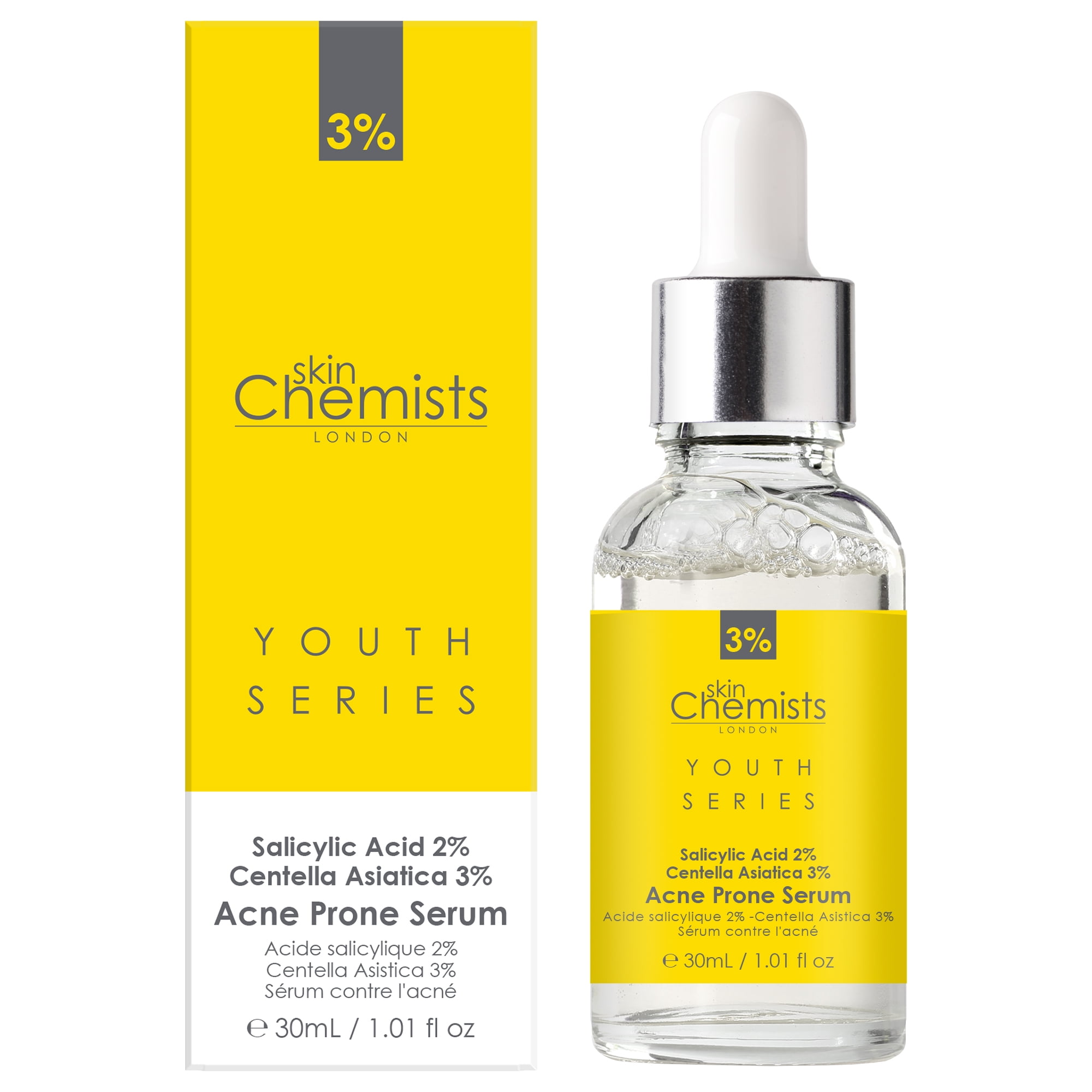 skinChemistsAcne-Prone Facial Serum for Breakouts & Pores with Salicylic Acid + Centella Asiatica – Clarifying & Soothing Treatment, 30ml