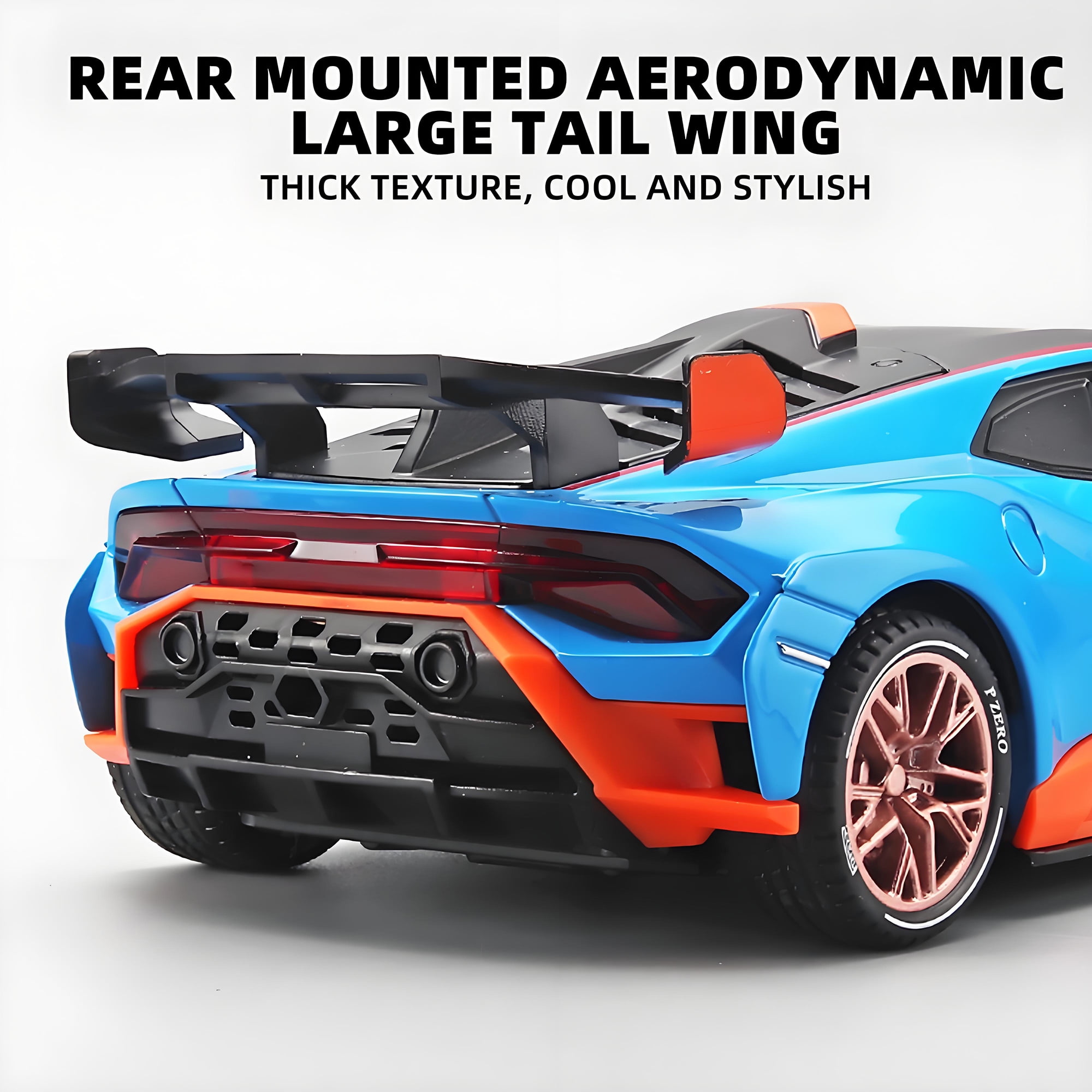 Anmyjuly Model Car 1/24 Scale Lambo Huracan STO Die Cast Metal Toy Cars,Pull-back Car with Lights and Sounds,Blue