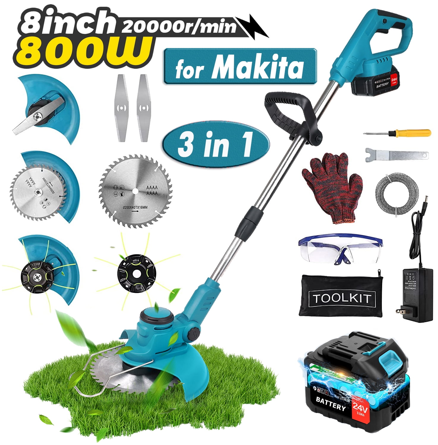 String Trimmer Cordless Electric Edge Trimmer/Edger, Tanbaby 8 inch 3