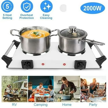 2000W Double Countertop Burner, Portable Electric Stove Hot Plate with Adjustable Temperature, Lightweight Burner Cooktopfor Home Dorm Apartments RV