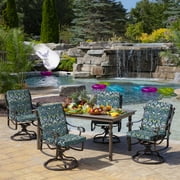 ARDEN Outdoor Midback Chair Cushion, 18 x 16.5, Water Repellent, Fade Resistant 18 x 16.5, Sapphire Aurora Blue Damask