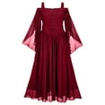 thumbnail image 1 of Fankiway Robe Midi à Manches Évasées Gothique pour Femmes Robe Noire Foncée en Maille Double Couche Robes d'Été pour Femmes Robes pour Femmes Grande Taille Liquidation, 1 of 4