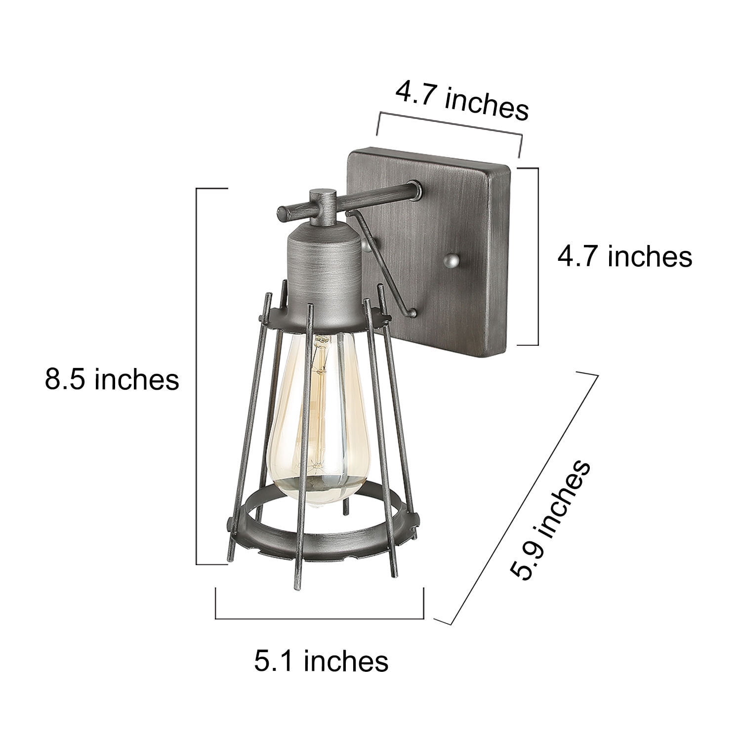 LNC Industrial Bathroom Vanity Lighting Silver Finish Mini Cage Kitchen Light Fixtures