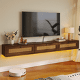 thumbnail image 1 of FloatiCasa 47inch Walnut-Color Rattan Fully Assembled Floating TV Stand for TVs up to 50" Wall-Mounted Entertainment Center, 1 of 14