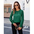 thumbnail image 2 of Womens Dressy Business Casual Blouse Pleated Long Sleeve Tops Satin Silk Work Shirt Fall Outfits 2024, 2 of 6