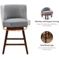 thumbnail image 6 of Modern Swivel Bar Stools Set of 4, 26" Gray Counter Height Bar Stools with Back for Kitchen Island, Fabric Upholstered Island Chairs with Wood Legs, Barstool Chairs, 6 of 6