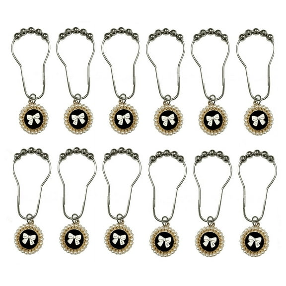 12 Pcs Bow Knot Shower Curtain Hooks, Rust Proof Shower Curtain Rings for Bathroom, Metal Decorative Shower Curtain Hangers Bathroom Accessories