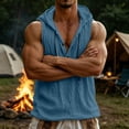 thumbnail image 5 of Guluxicc Cotton Tank Tops for Men Drawstring Hooded Solid Color Shirts Regular Fit Summer Outdoor Casual Sleeveless Tops, 5 of 9