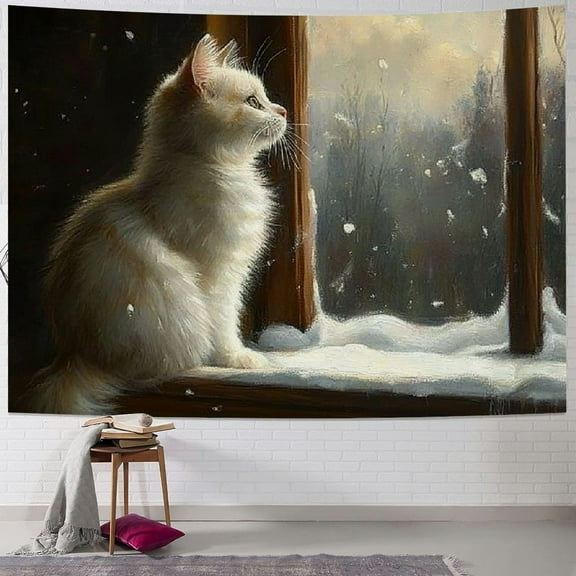 Patifu Cute Cat Tapestry Wall Hanging Unique Style Graphic Tapestries Home Wall Decor Art for Living Room Bedroom Apartment Farmhouse Dorm 40x30inch