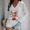 thumbnail image 2 of Camiseta de manga larga con estampado navideño informal con cuello en V para mujer a la moda Fridja  FKASFK3269, 2 of 4