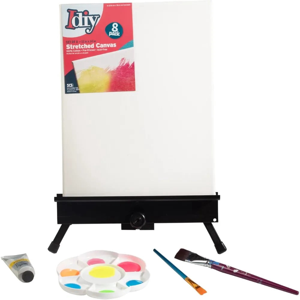 iDIY Stretched Canvas Board 11 x 14 (Set of 8) 5/8 - Classic White Blank, Pre Primed for Oils or Acrylics, 100% Cotton, Acid Free - Professional Grade for Painting or Art Project, Craft, Mixed Media