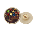 thumbnail image 1 of Bombilla de árbol de navidad campana muleta Festival Broche de oro metálico circular, 1 of 3