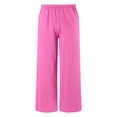 thumbnail image 4 of CPNG Girls Daily Casual Baggy Solid Color Pants Teen Girls Straight Soft Pants Loose Pockets Elastic Waist Pants(Hot Pink,8-9 Years), 4 of 5