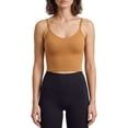 thumbnail image 3 of BadPiggies Women's Comfy Wirefree Seamless Bra Adjustable Cami Lounge Bra Padded Bralettes Longline Pullover Sleep Bra (L/XL, Yellow), 3 of 6