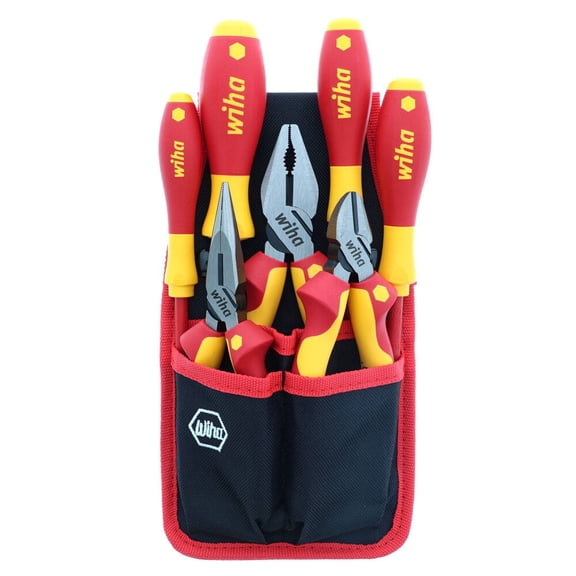 Wiha 32985 7 Piece Insulated Industrial Pliers/Cutters/Drivers Belt Set