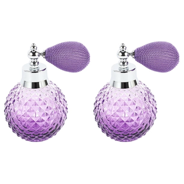 2X 110ML Cristal de Aerosol Vintage Botella de Perfume Blanco Atomizador Corto Vidrio Recargable