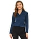 thumbnail image 1 of Camisa de trabajo elegante de satén con cuello vuelto y manga larga para mujer Azul marino L, 1 of 4