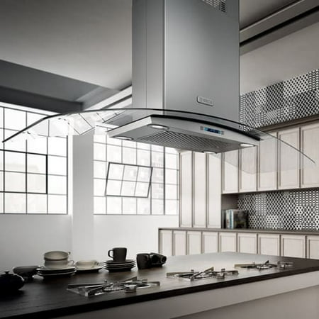 600 Cfm 42 Inch Wide Island Range Hood With Electronic Controls And 600 Cfm 42 Inch Wide Island Range Hood With Electronic Controls And Stainless Steel Mesh Filters