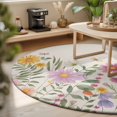 thumbnail image 3 of Round Area Rugs 5Ft, Spring Flowers Non-Slip Washable Circle Rugs Carpet, Farmhouse Retro Botanical Floral Butterfly Indoor Outdoor Rug Floor Mats Throw Runner for Bedroom Living Room Bathroom, 3 of 8
