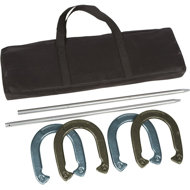 Trademark Innovations Pro Horseshoe Set - Powder Coated Steel with Carry  Case (Gold and Silver) 