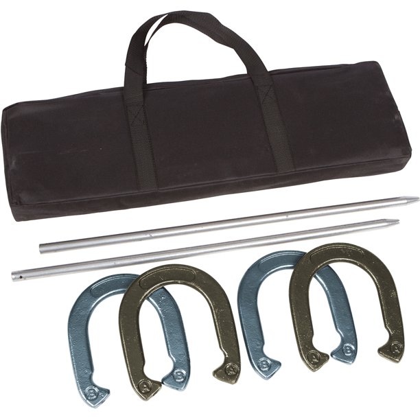 Pro Horseshoe Set Powder Coated Steel with Carry Case By Trademark