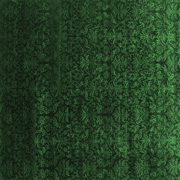 Ahgly Company Indoor Square Abstract Emerald Green Contemporary Area Rugs, 5' Square