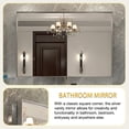 thumbnail image 2 of 36x24 Inch Metal Silver Frame Mirror for Bathroom, Brushed Rectangular Corner Vanity, Lightweight Deep Set Design Large Wall Mirrors Decorative, Hangs Horizontal & Vertical, 2 of 7
