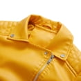 thumbnail image 5 of Previn Women's Faux Leather Jacket Motorcycle Long Sleeve Thick Fitted Outerwear Winter PU Coat Biker Moto Short Snow Fashion Yellow Medium, 5 of 5