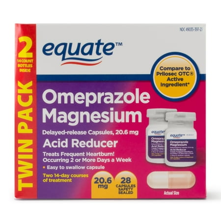 Equate Acid Reducer Omeprazole Magnesium Capsules, 20.6 mg, 28 Ct, 2 (Best Alternative To Omeprazole)