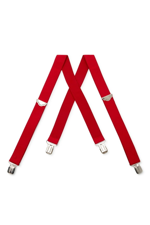 Men's Terry Suspenders, Red, One Size