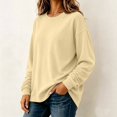thumbnail image 6 of Women's Casual Long Sleeve Pullover Sweatshirt Solid Color Crew Neck Loose Fit Basic Oversized Hoodie Fall Winter Clothes Fleece Lined Cozy Comfortable Top, 6 of 7