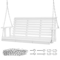 Costway Wooden Porch Swing: Outdoor Patio Weather-Resistant Metal ...