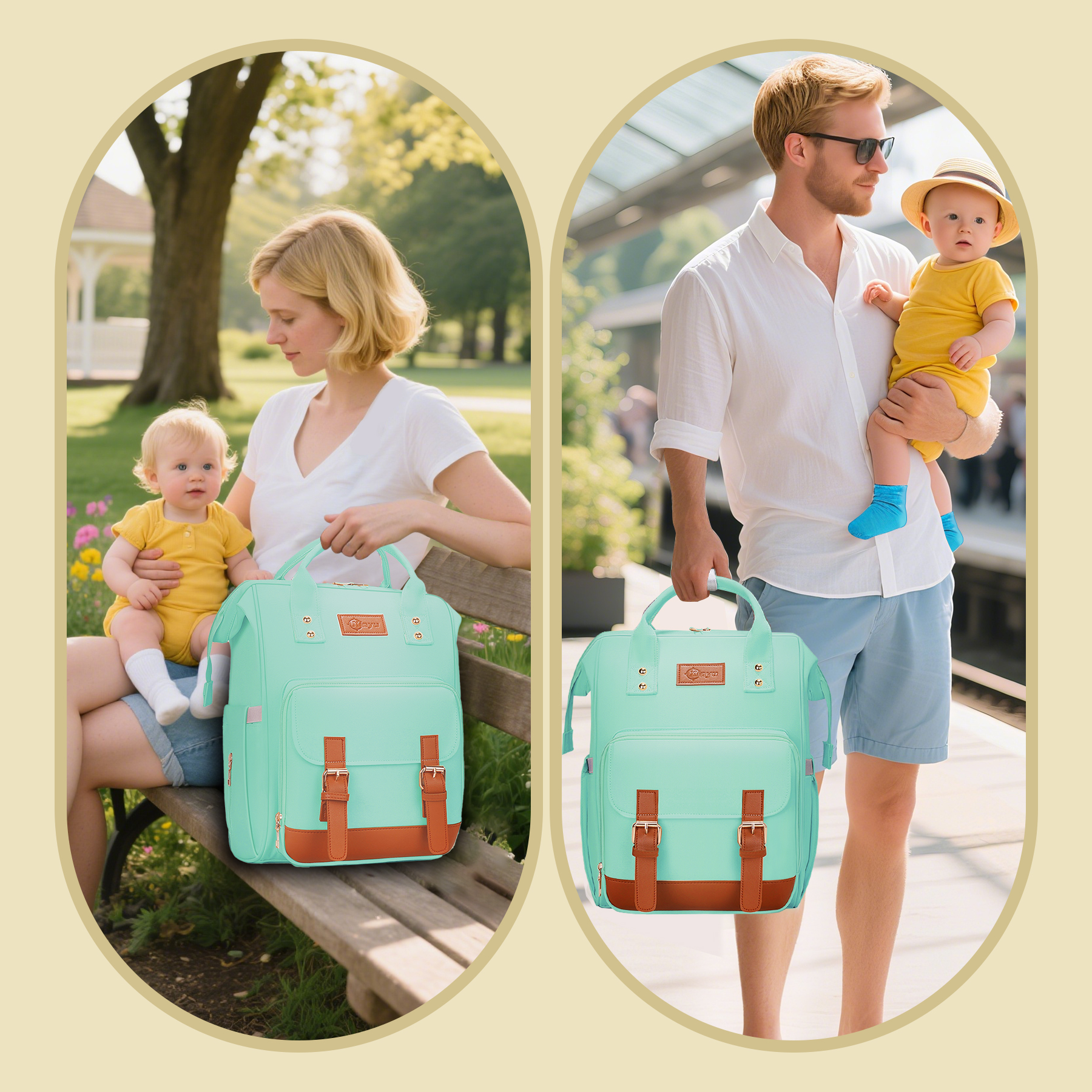 stillithou Diaper Bag Backpack for Women, Large Capacity Baby Diaper Backpack with Wet Dry Pockets, Stroller Straps & Insulated Pockets - Travel Daily Use Shopping, Light Blue