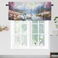 thumbnail image 2 of Floral Swan Window Curtain Valance Watercolor Spring Flower Dreamy Swan Lake Romantic Couple Rod Pocket Window Valance for Living Room Bathroom Bedroom Kitchen 54 by 18 in, 2 Panel, 2 of 6